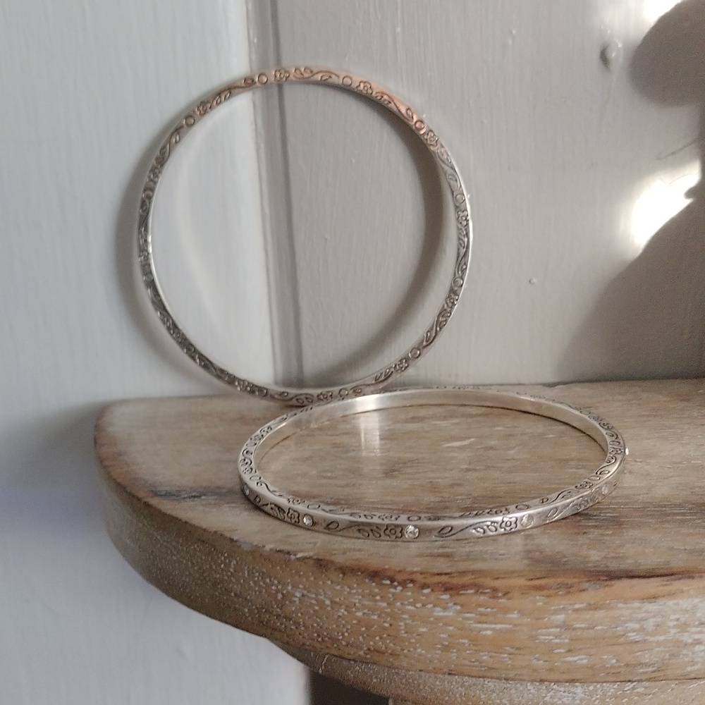 Sterling, Stone and Flowers Bangles